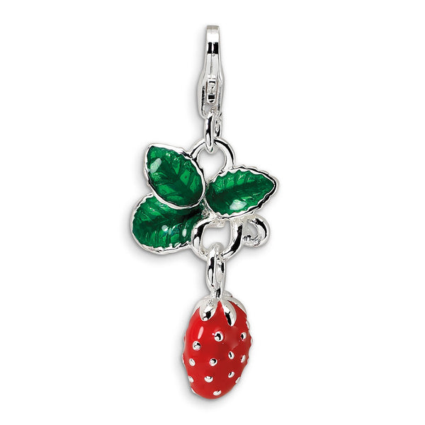 Sterling Silver 41X13MM Strawberry Charm
