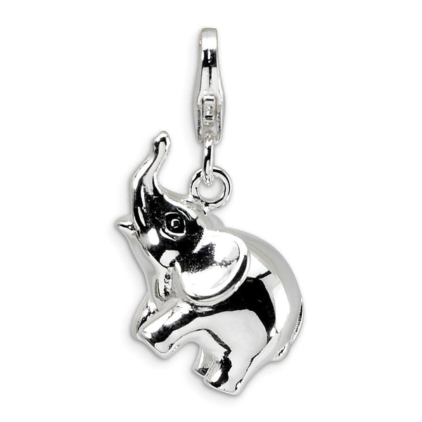 SS RH 3-D Enameled Elephant w/Lobster Clasp Charm