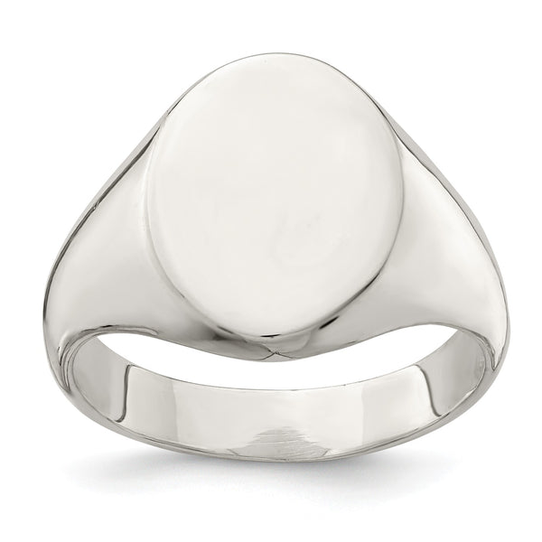 Sterling Silver 15X12MM Closed Back Signet Ring; Size 10
