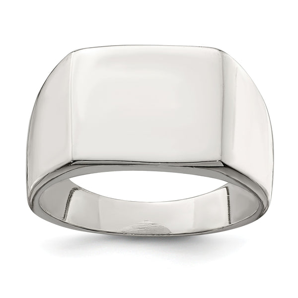 Sterling Silver 12X14MM Closed Back Signet Ring; Size 10