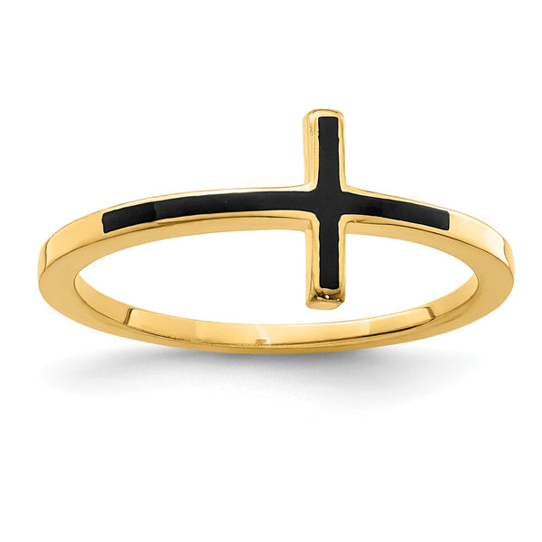 Gold Plated Sterling Silver Cross Ring; Size 7