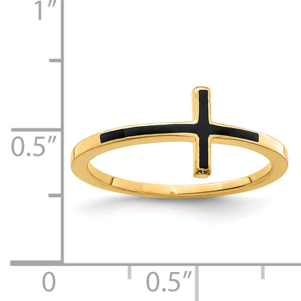 Gold Plated Sterling Silver Cross Ring; Size 7