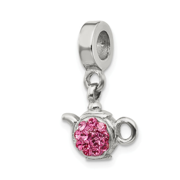 Sterling Silver Reflections Pink Swarovski Crystal Teapot Dangle Bead
