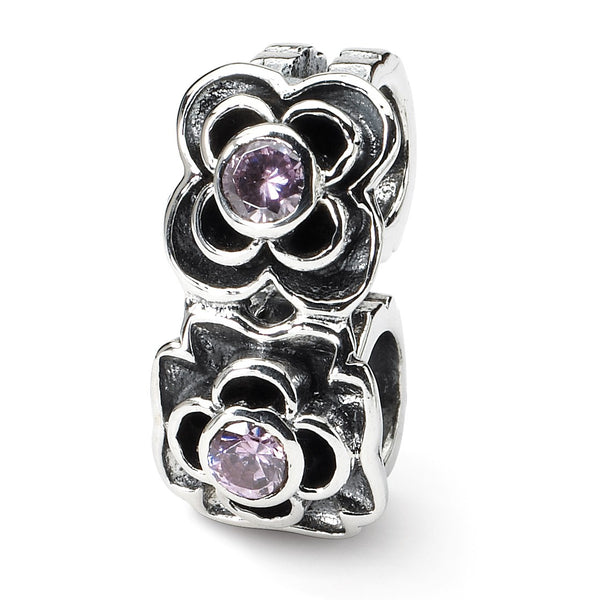 Sterling Silver Reflections Pink CZ Connector Bead