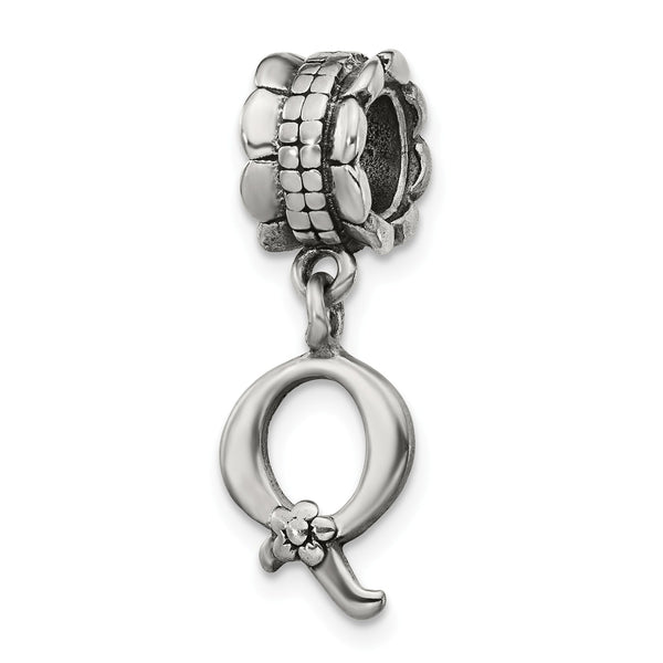 Sterling Silver Reflections Letter Q Dangle Bead