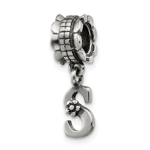 Sterling Silver Reflections Letter S Dangle Bead
