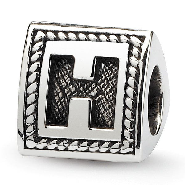 Sterling Silver Reflections Letter H Triangle Block Bead