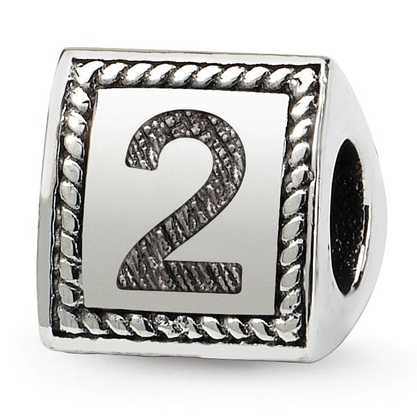 Sterling Silver Reflections Number 2 Triangle Block Bead