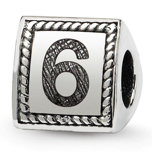 Sterling Silver Reflections Number 6 Triangle Block Bead