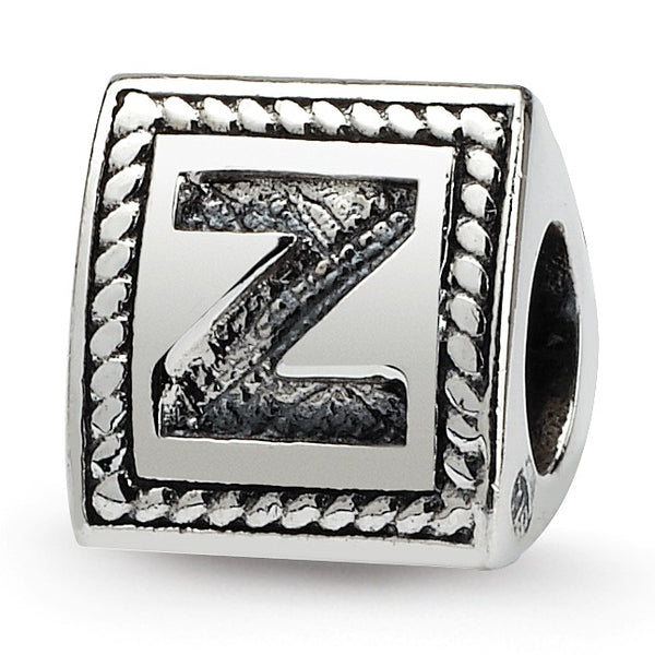 Sterling Silver Reflections Letter Z Triangle Block Bead