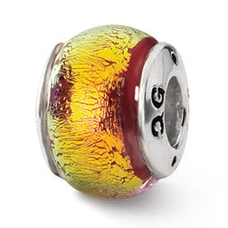 Sterling Silver Reflections Orange Dichroic Glass Bead