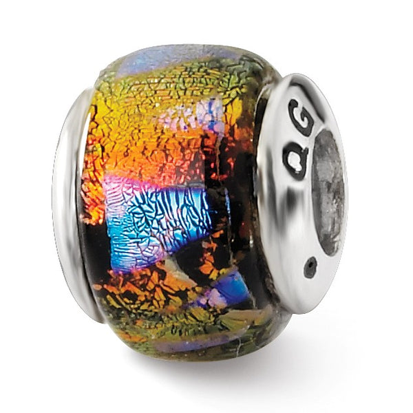 Sterling Silver Reflections Orange Dichroic Glass Bead
