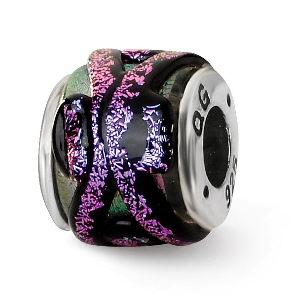 Sterling Silver Reflections Purple Dichroic Glass Bead
