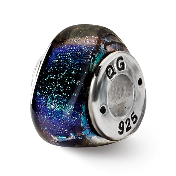 Sterling Silver Reflections Green Dichroic Glass Triangle Bead