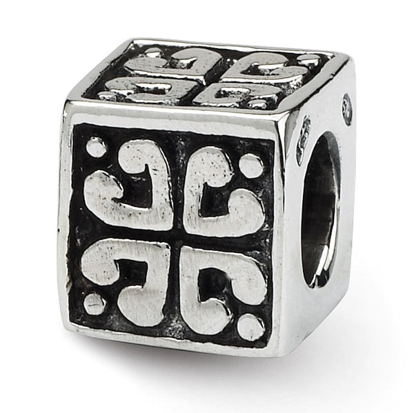 Sterling Silver Reflections Heart Cube Bead