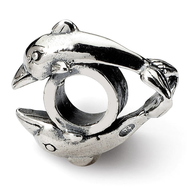 Sterling Silver Reflections 2 Dolphins Bead