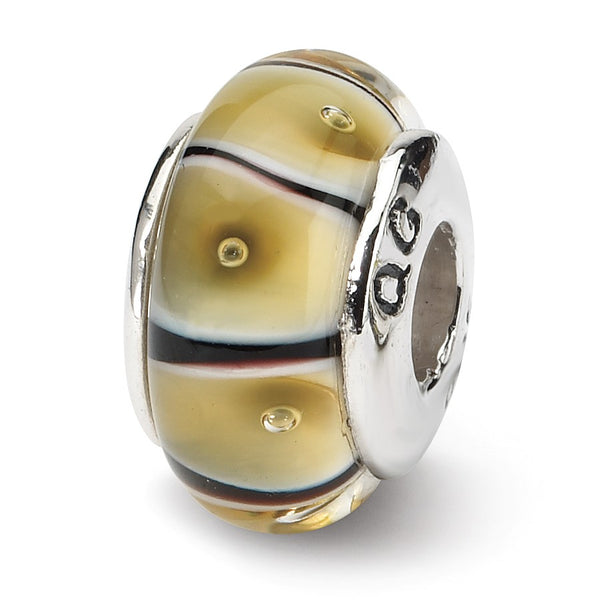Sterling Silver Reflections Yellow Hand-blown Glass Bead