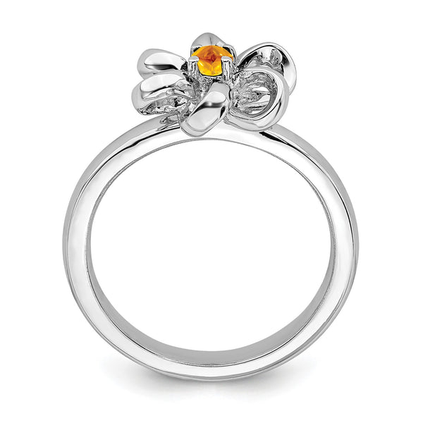 Sterling Silver Stackable Expressions Polished Citrine Flower Ring