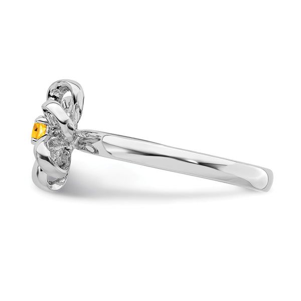 Sterling Silver Stackable Expressions Polished Citrine Flower Ring