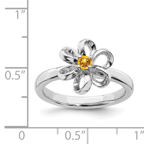 Sterling Silver Stackable Expressions Polished Citrine Flower Ring