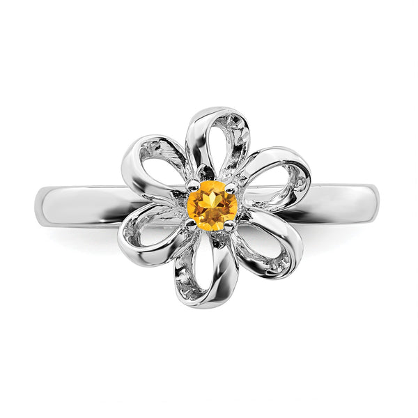 Sterling Silver Stackable Expressions Polished Citrine Flower Ring