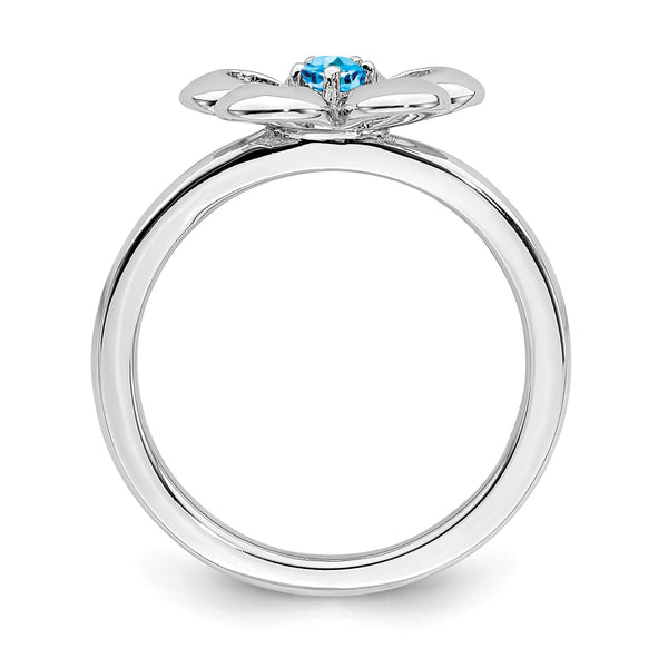 Sterling Silver Stackable Expressions Polished Blue Topaz Flower Ring