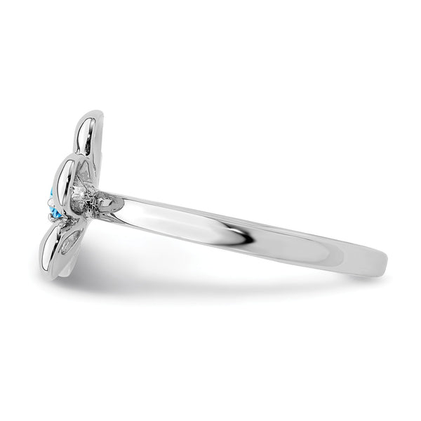 Sterling Silver Stackable Expressions Polished Blue Topaz Flower Ring