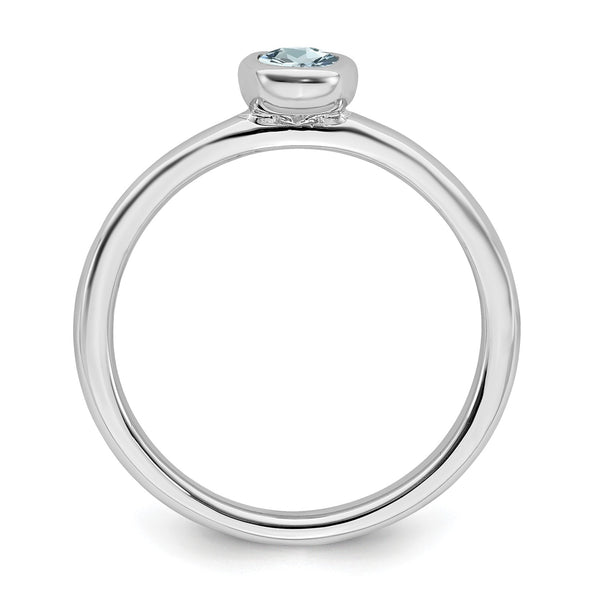 Sterling Silver Stackable Expressions Oval Aquamarine Ring