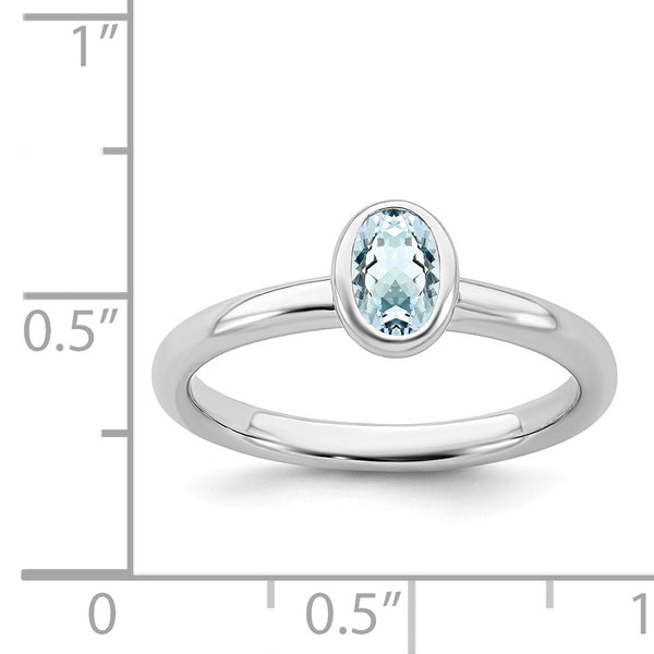 Sterling Silver Stackable Expressions Oval Aquamarine Ring