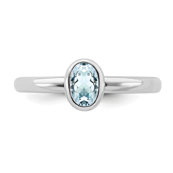 Sterling Silver Stackable Expressions Oval Aquamarine Ring