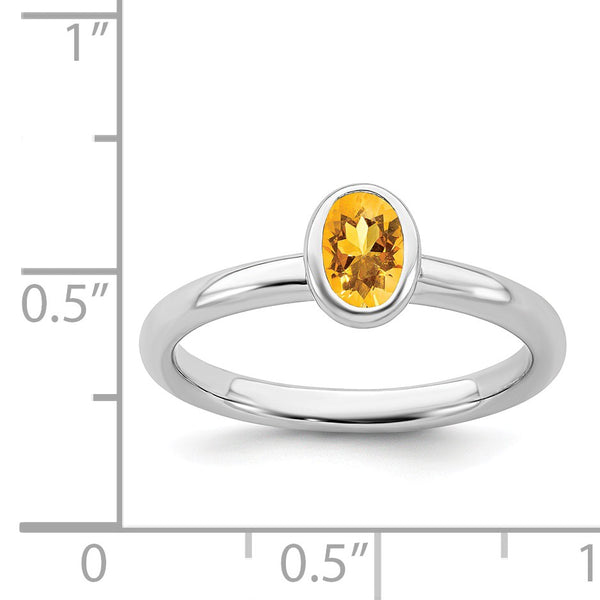 Sterling Silver Stackable Expressions Oval Citrine Ring