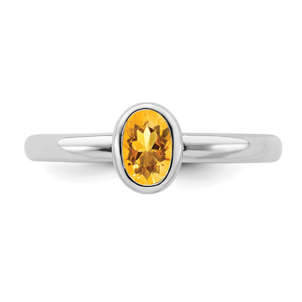 Sterling Silver Stackable Expressions Oval Citrine Ring