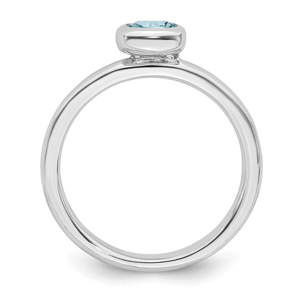 Sterling Silver Stackable Expressions Cushion Cut Aquamarine Ring
