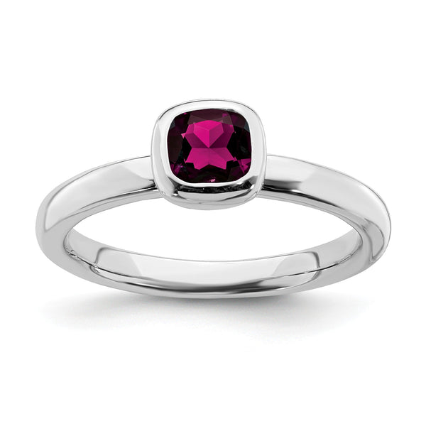 SSr Stackable Expressions Cushion Cut Rhodolite Garnet Ring