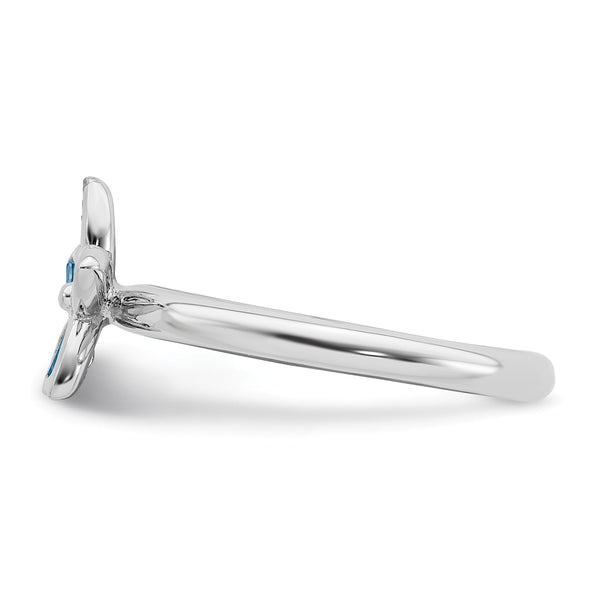 Sterling Silver Stackable Expressions Blue Topaz Flower Ring