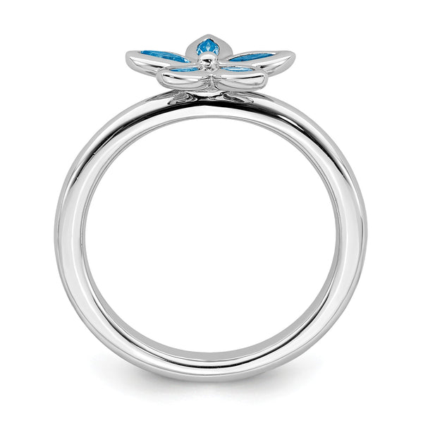 Sterling Silver Stackable Expressions Blue Topaz Flower Ring