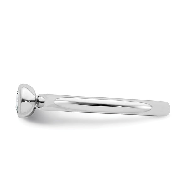 4MM Round White Topaz Stackable Birthstone Ring in Sterling Silver; Size 7