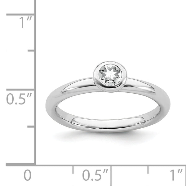 Sterling Silver Stackable Expressions Low 4mm Round White Topaz Ring