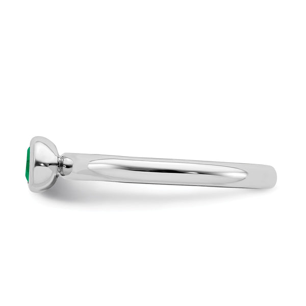 Created Emerald and Sterling Silver Ring; Size 6