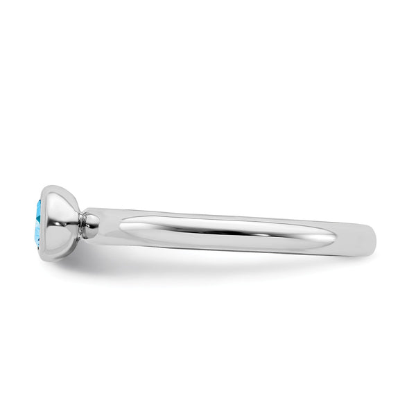 Sterling Silver Stackable Expressions Low 4mm Round Blue Topaz Ring