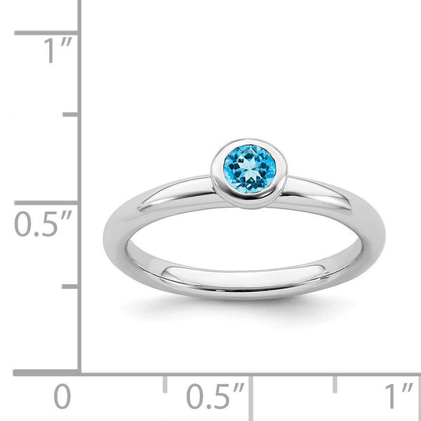 Sterling Silver Stackable Expressions Low 4mm Round Blue Topaz Ring