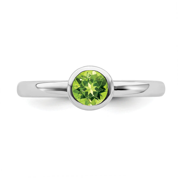 Sterling Silver Stackable Expressions Low 5mm Round Peridot Ring