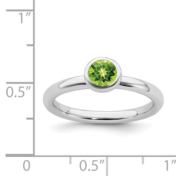 Sterling Silver Stackable Expressions Low 5mm Round Peridot Ring