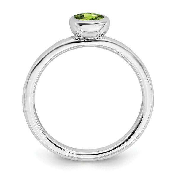 Sterling Silver Stackable Expressions Low 5mm Round Peridot Ring