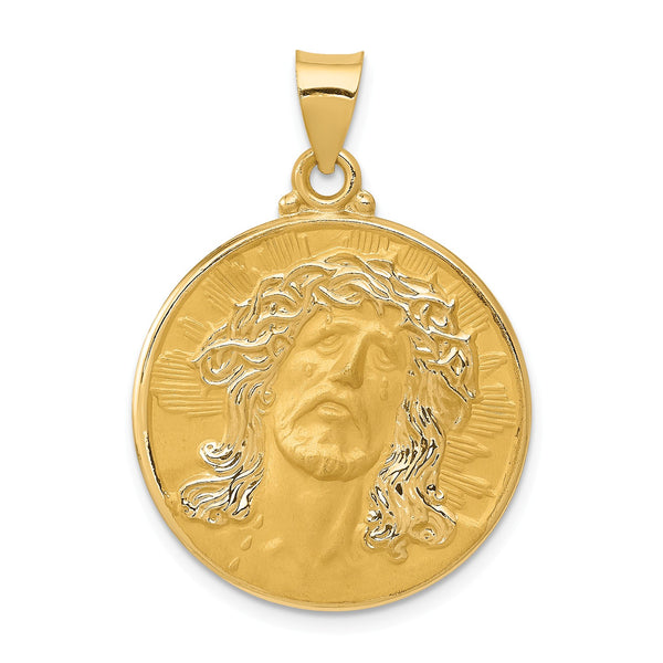14KT Yellow Gold 34X24MM Jesus Christ Medal Pendant-Chain Not Included