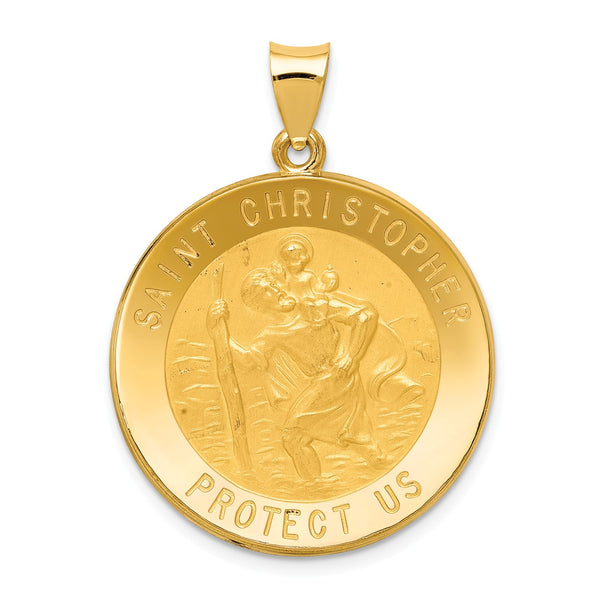 14KT Yellow Gold 35X26MM Medal Saint Christopher Pendant-Chain Not Included