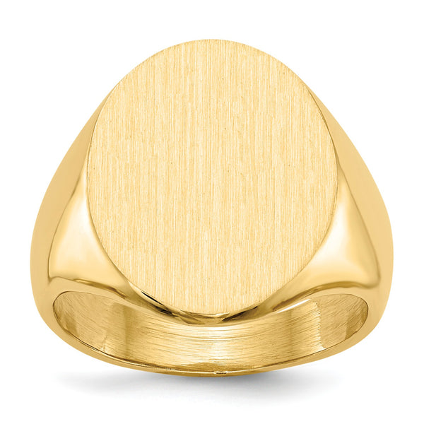14KT Yellow Gold 21X16MM Closed Back Signet Ring; Size 10