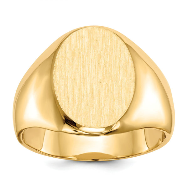 14KT Yellow Gold 16X11.5MM Closed Back Signet Ring; Size 10