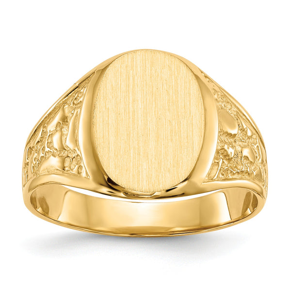 14KT Yellow Gold 14.5X11MM Closed Back Signet Ring; Size 10