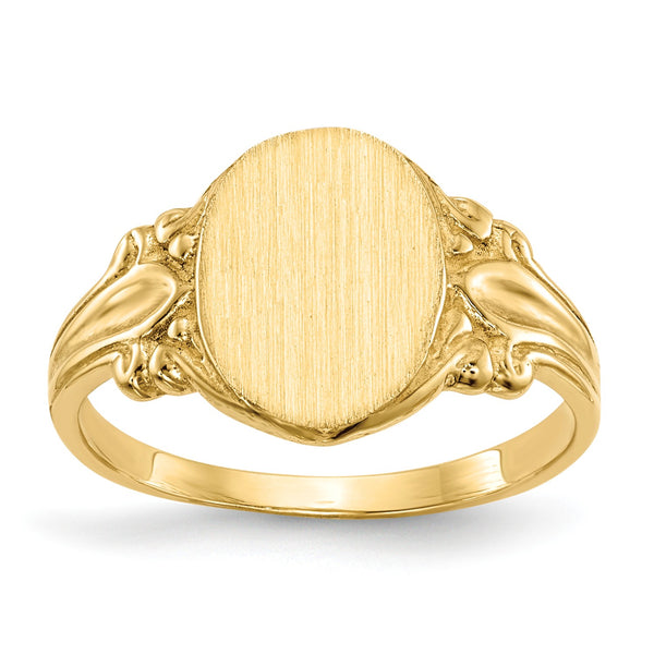 14KT Yellow Gold 10.5X8MM Closed Back Signet Ring; Size 6
